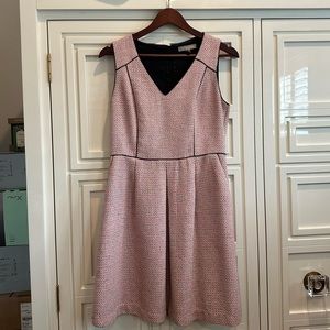 Banana Republic Pink White Black Tweed Skater Dress Small 6